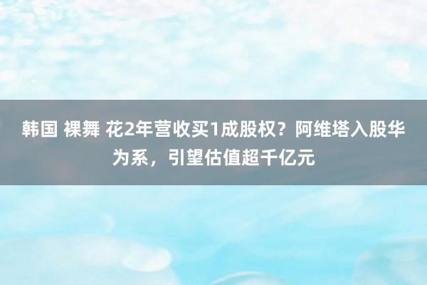 韩国 裸舞 花2年营收买1成股权？阿维塔入股华为系，引望估值超千亿元