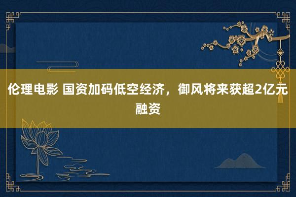 伦理电影 国资加码低空经济，御风将来获超2亿元融资