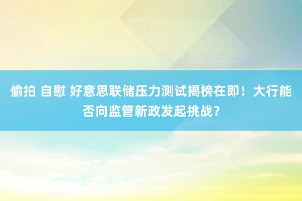 偷拍 自慰 好意思联储压力测试揭榜在即！大行能否向监管新政发起挑战？