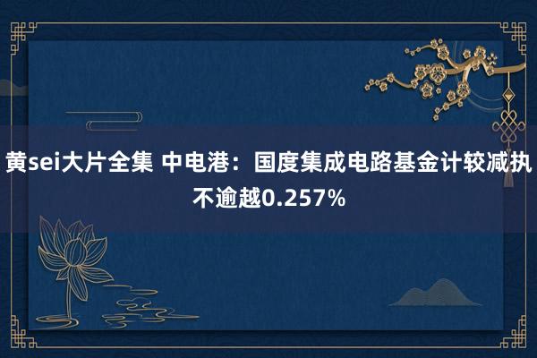 黄sei大片全集 中电港：国度集成电路基金计较减执不逾越0.257%