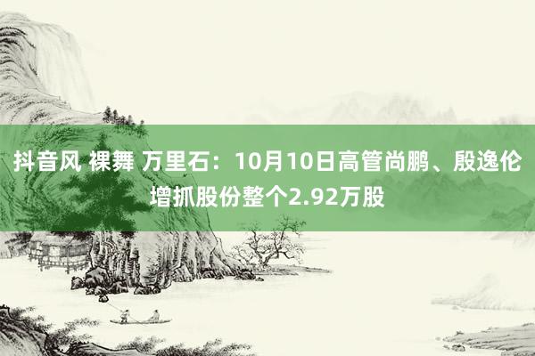 抖音风 裸舞 万里石：10月10日高管尚鹏、殷逸伦增抓股份整个2.92万股