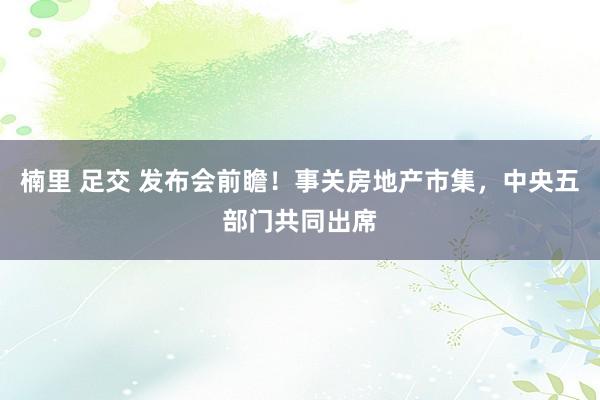 楠里 足交 发布会前瞻！事关房地产市集，中央五部门共同出席