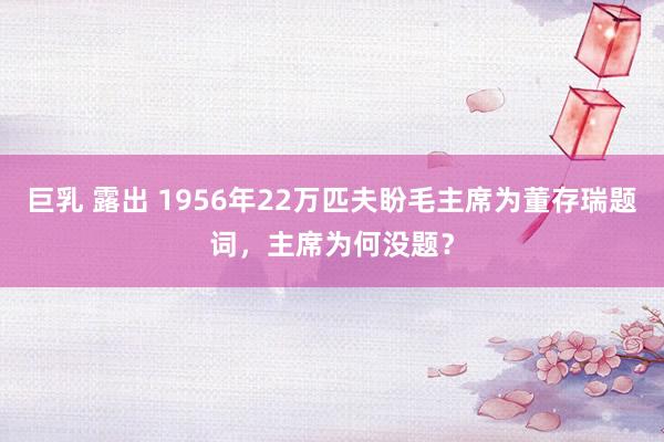 巨乳 露出 1956年22万匹夫盼毛主席为董存瑞题词，主席为何没题？