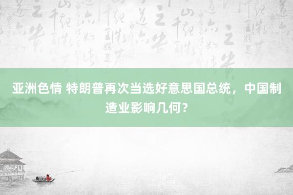 亚洲色情 特朗普再次当选好意思国总统，中国制造业影响几何？