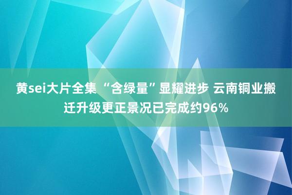 黄sei大片全集 “含绿量”显耀进步 云南铜业搬迁升级更正景况已完成约96%