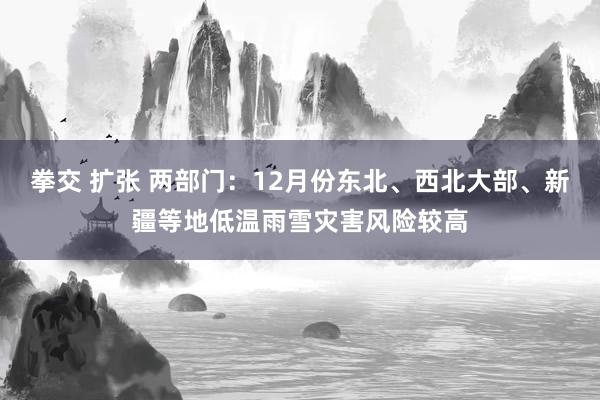 拳交 扩张 两部门：12月份东北、西北大部、新疆等地低温雨雪灾害风险较高