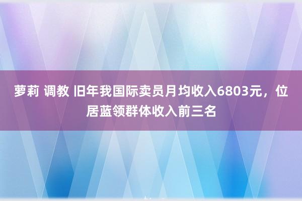 萝莉 调教 旧年我国际卖员月均收入6803元，位居蓝领群体收入前三名