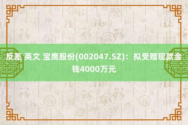 反差 英文 宝鹰股份(002047.SZ)：拟受赠现款金钱4000万元