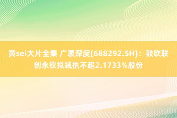 黄sei大片全集 广袤深度(688292.SH)：鼓吹联创永钦拟减执不超2.1733%股份