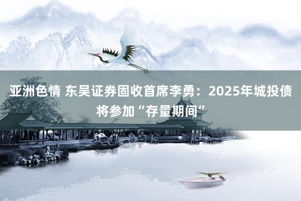 亚洲色情 东吴证券固收首席李勇：2025年城投债将参加“存量期间”