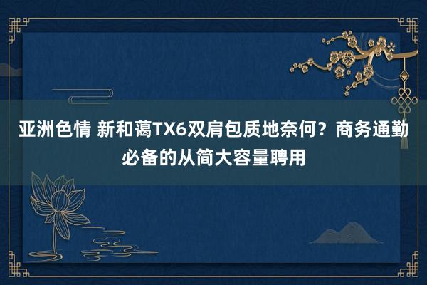 亚洲色情 新和蔼TX6双肩包质地奈何？商务通勤必备的从简大容量聘用